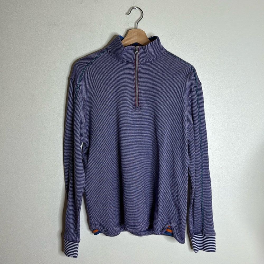 Robert Graham ladies 100%‎ cotton Quarter Zip Pullover Size large